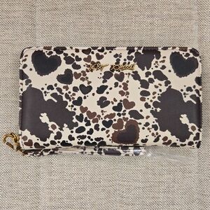 NEW Betsey Johnson NWT Cow Print Wallet Wristlet Western Cowboy